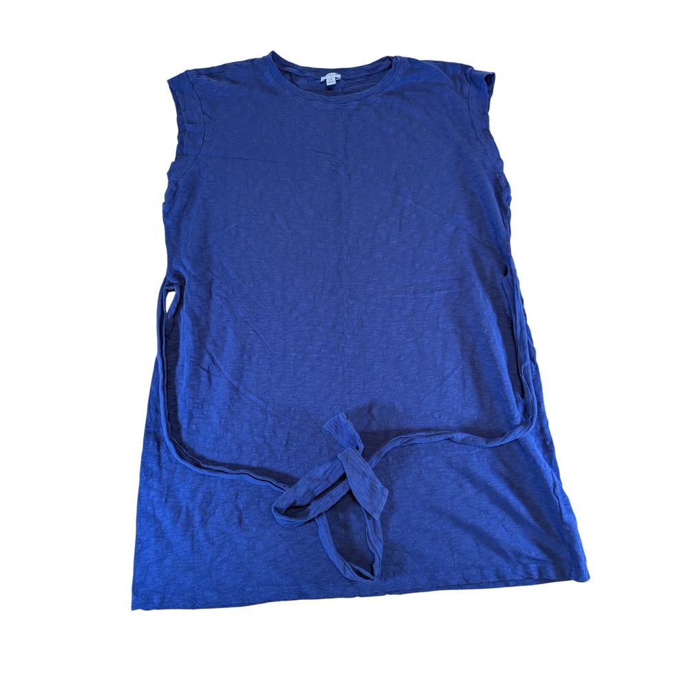 J.Crew Womens Blue Cotton Slub Muscle Tee Dress‎ with Waist Tie 2X AJ18